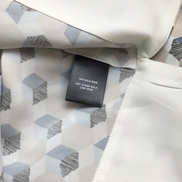 Lafayette 148 NY Silk Mock Neck Blouse Sleeveless Tunic Geometric Print - Picture 6 of 6